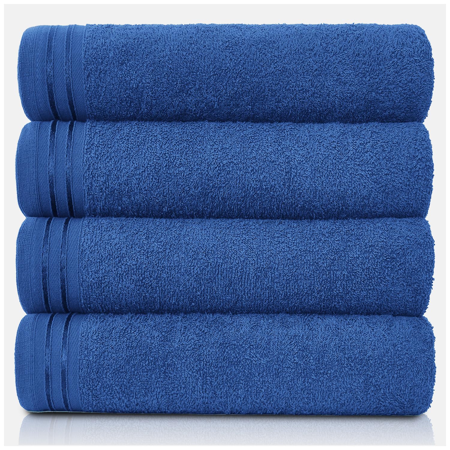 Large Towels Bath Sheet-Highly Absorbent Egyptian Cotton Towel Set-4 Pack Extra Soft Large Bath Towel Royal Blue-Quick Dry Bath Sheets-450 GSM Washable Towels, 75X135 Cm