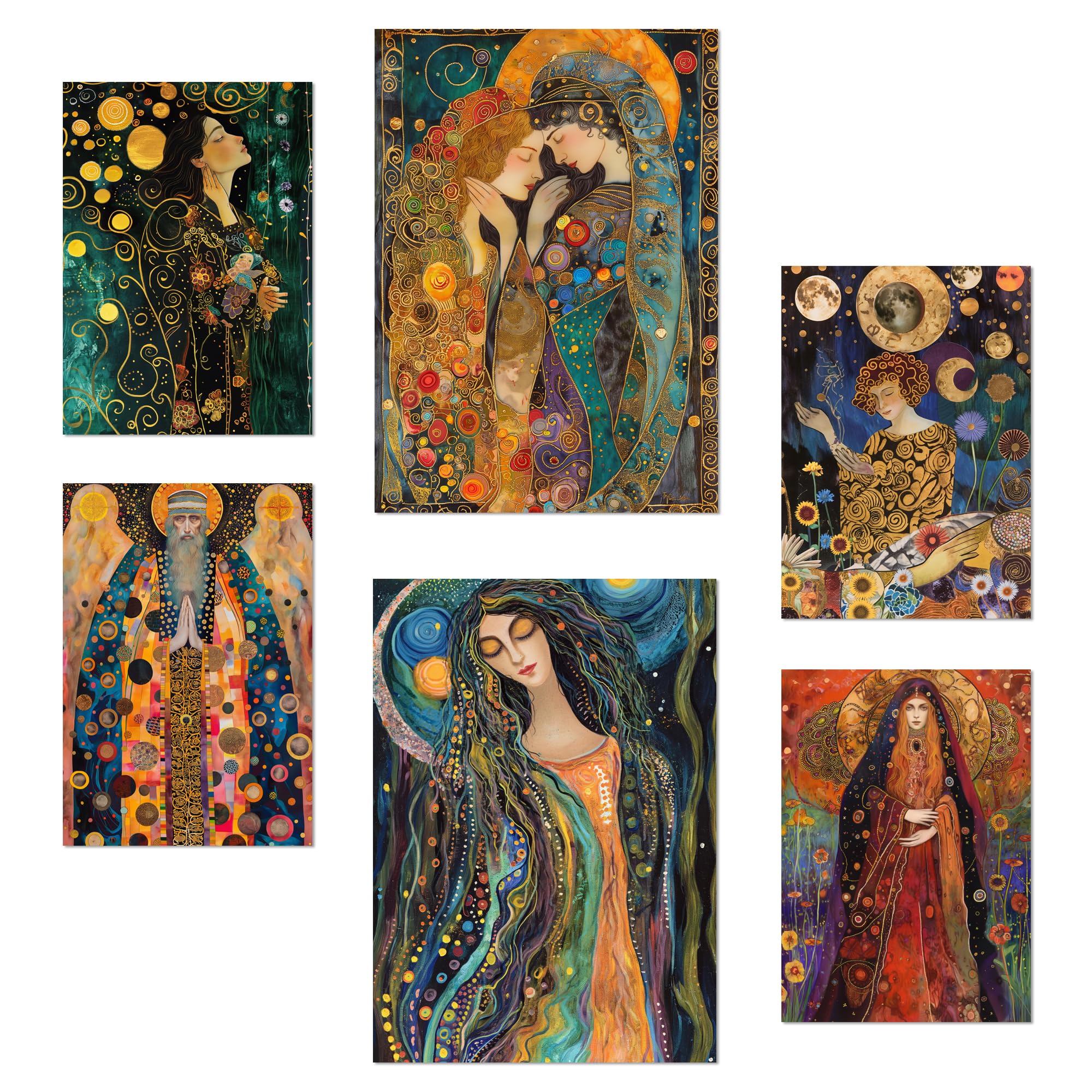 Nacnic Set of 6 Tarot Cards Arcane Posters with design illustration to decorate the walls of home. Rooms, office, shop, business. A3 and A4 size. Frameless.