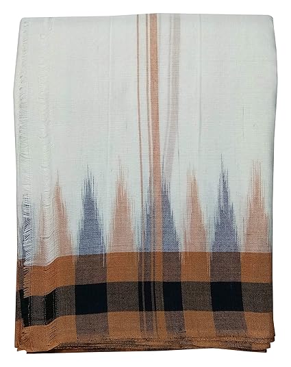 Maa Durga Textile & Dying Works Khordha Joda Handloom Men's Cotton Dhoti (White)