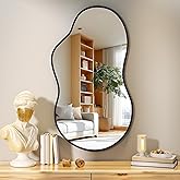 Hasipu Irregular Wall Mirror - 35"x20" Asymmetrical Mirror, Modern Decorative Mirrors for Living Room, Entryway, Hallway, Bathroom, Bedroom,Wall Mounted Home Decor (Black)