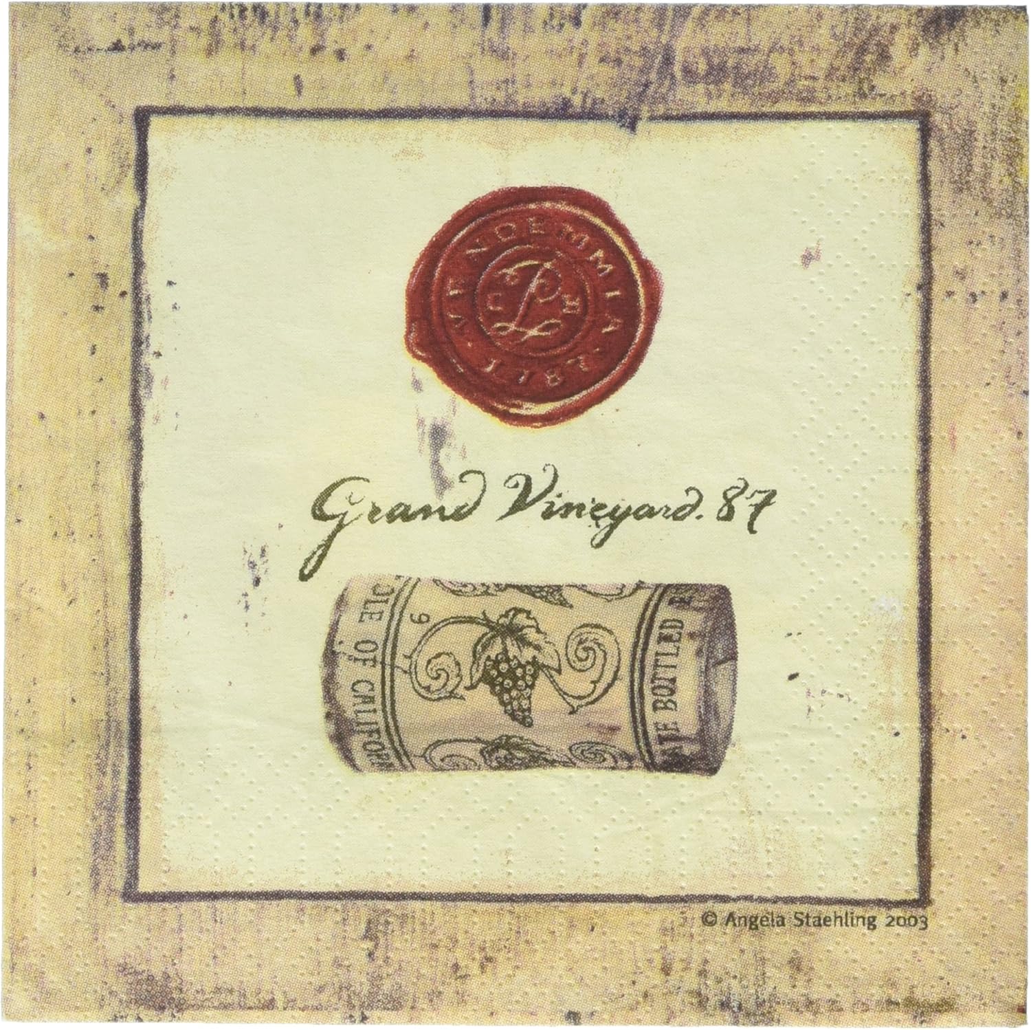 Paperproducts Design Decorative Beverage Paper Napkins – Tabletop Disposable Kitchen Cocktail Napkin – For Lunch, Dinner, Birthdays, Parties – Set of 20, Art In Motion-Angela Staehlin Wine Cork Design