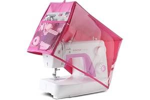 Addicted DEPO Sewing Machine Cover with Convenient Pockets - Protective Quilted Dust Cover Pro - Universal for Most Standard Singer & Brother Machines - | Rodi's (Pink-Visible)