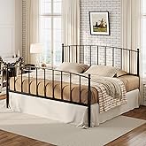 SHA CERLIN King Size Metal Platform Bed Frame with Victorian Style Iron-Art Headboard and Footboard, Easy Assembly, No Box Spring Needed, Black