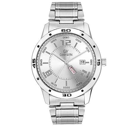 Darwin Silver Steel Day & Date Mens Watch Dw-1004