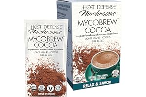 Host Defense MycoBrew Cocoa - Cocoa Drink Mix Includes Lion's Mane Mushroom Powder - Superfood Powder Drink Mix with Fair Trade Certified Chocolate - 10 Packets (10 Servings)