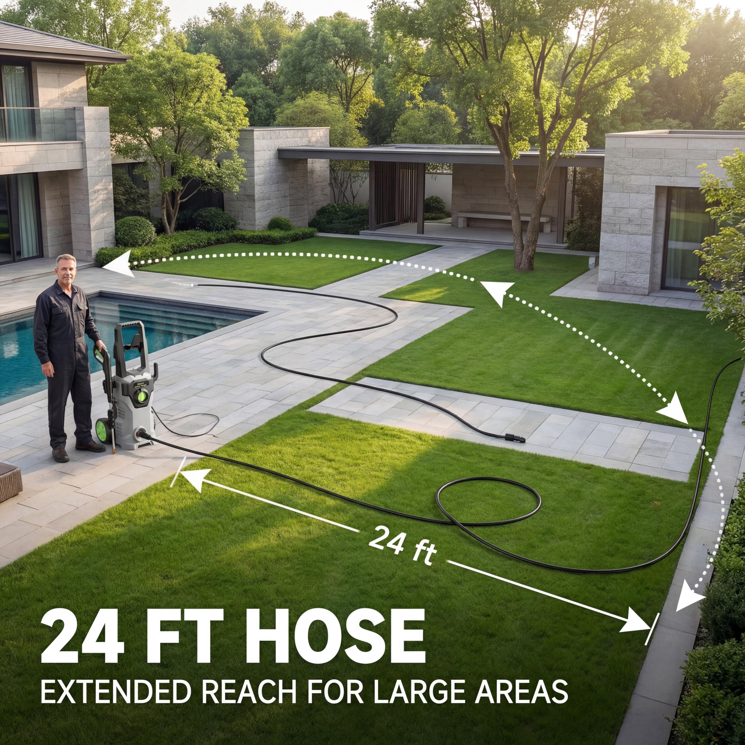 Pressure Washer, Etoolab Portable Power Washers, 4 Quick Connect Nozzles, High Pressure Cleaning Machine for Car Wash Fence Driveway Patio Washing (Grey)