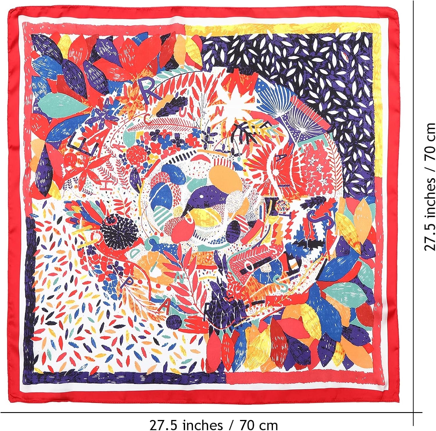 27.5” Silk Satin Square Head Scarf - 4PCS Satin Head Scarves for Women Hair Bandanas Sleeping Head Wraps Neck Scarf Head Kerchief (Flowering Leaves (Beige/Orange/Navy/Red)) at  Women’s Clothing store