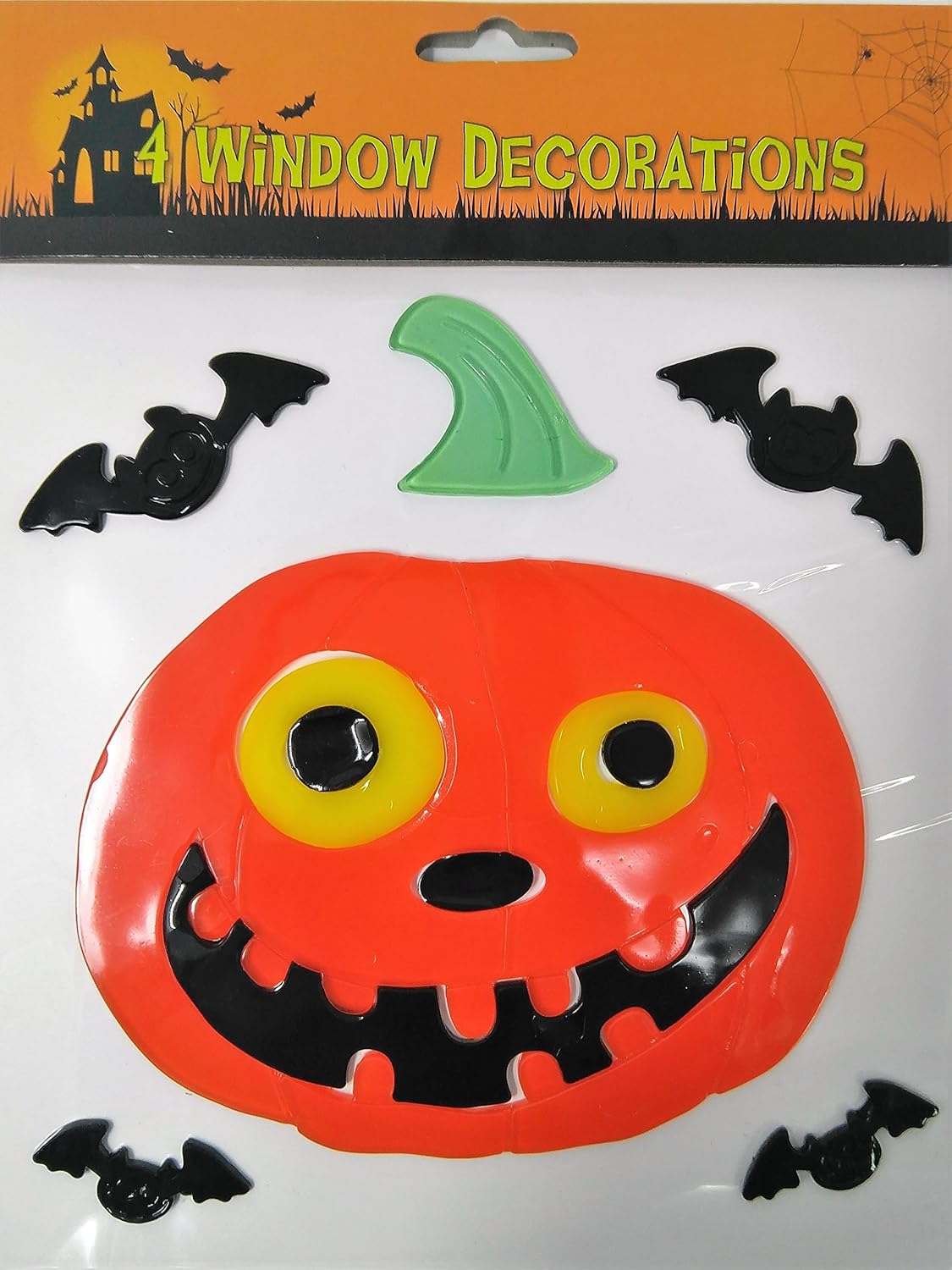 4 Sheets of Halloween Gel Stickers, Halloween Window Gel Clings BigaMart