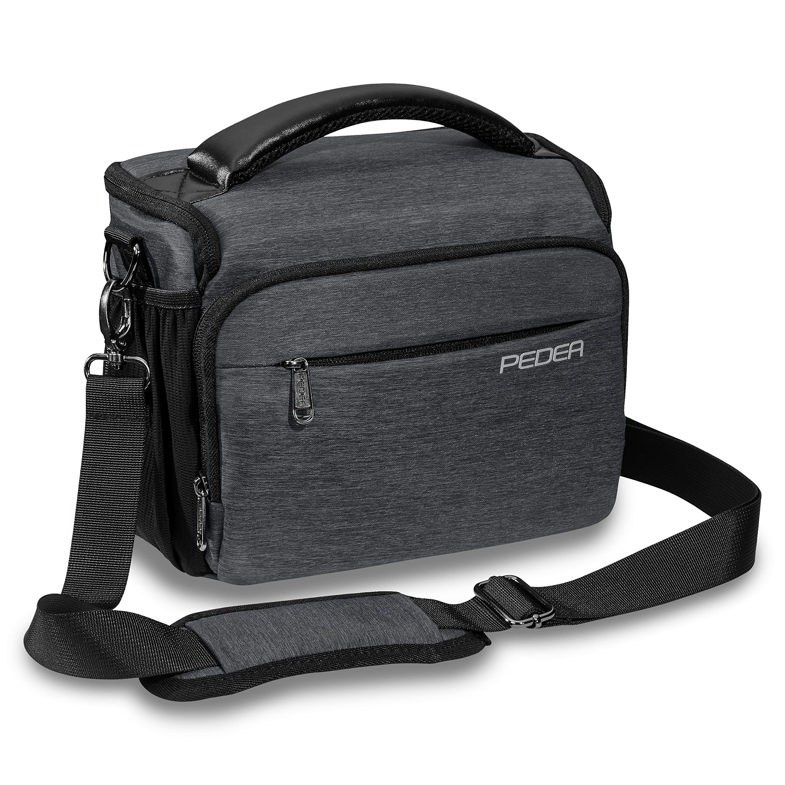 PEDEA DSLR camera bag "Noble" Camera bag for SLR cameras with waterproof rain cover, carrying strap and accessory compartments, Size XL, grey