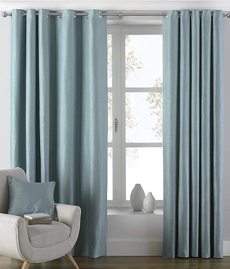 Riva Paoletti Atlantic Ringtop Eyelet Curtains Pair Duck Egg
