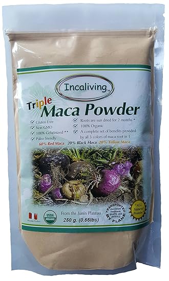 Triple Maca Powder by Incaliving (Red, Black and Yellow Maca) * 100%