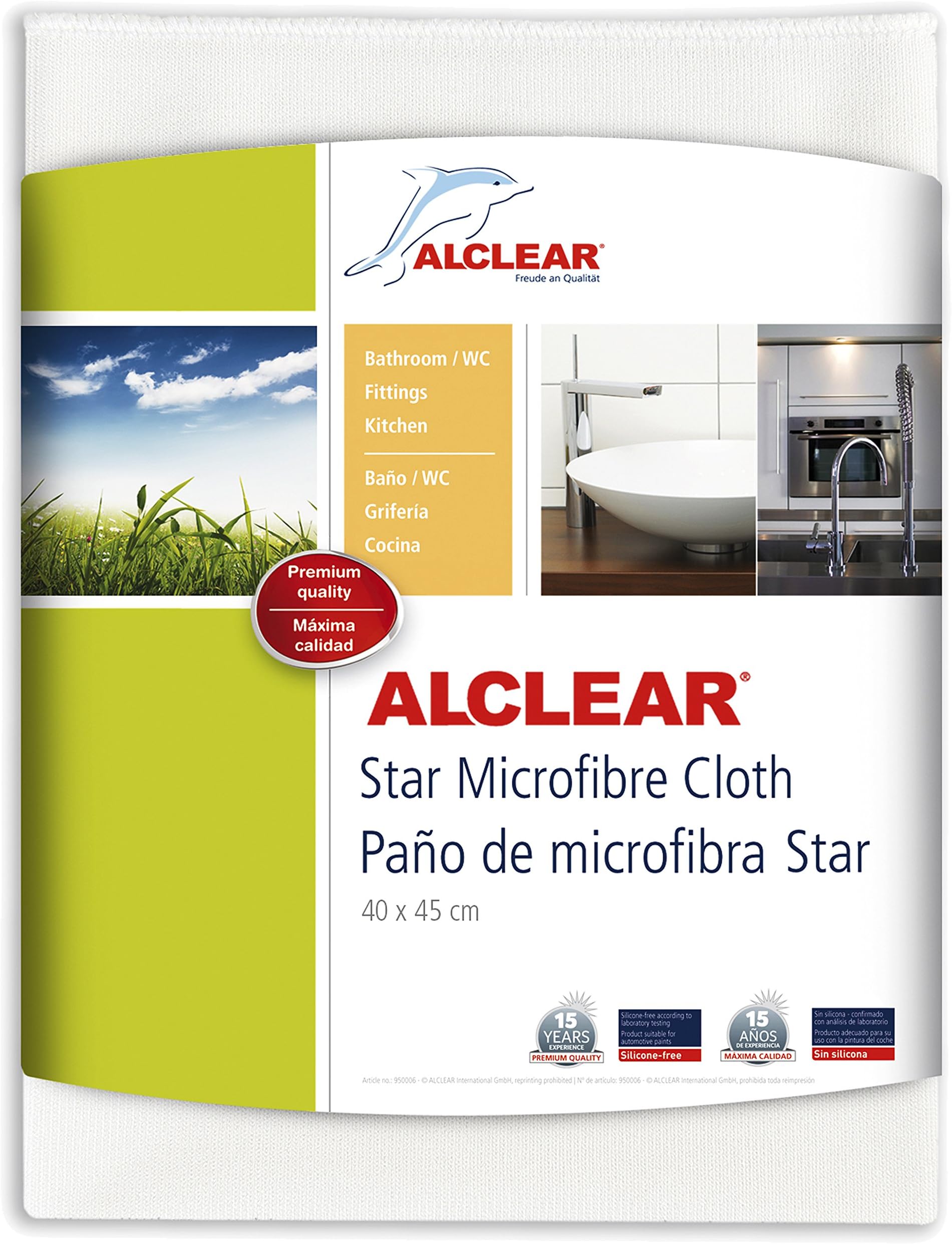 ALCLEAR950006 Microfibre Star Special Cloth, Removes Limescale Without Chemicals Or Cleaners, 40 X 45 Cm