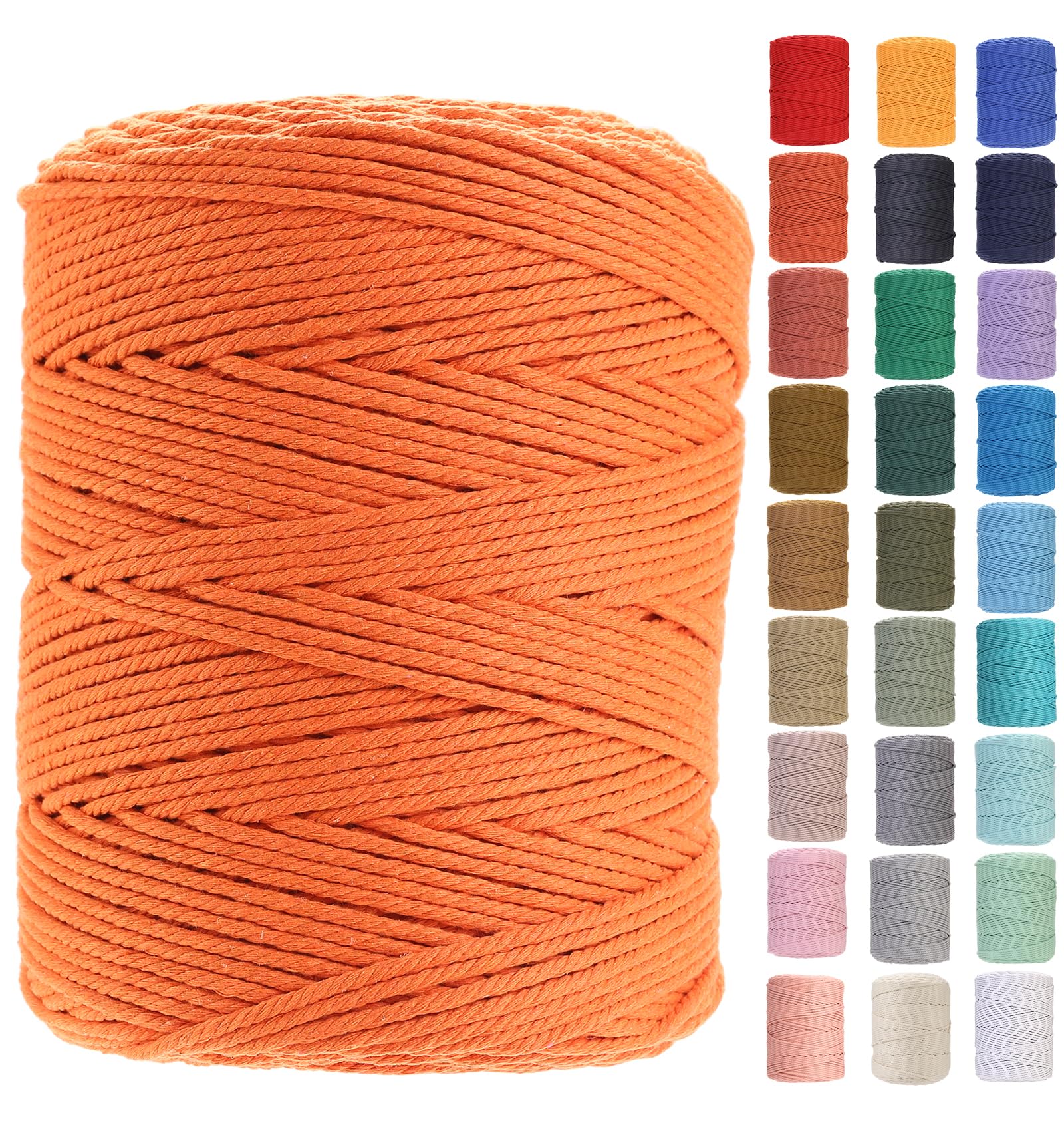GOHOF Macrame Cord 3mm x 450m Premium Cotton Macrame Rope, 4 Strand Twisted Soft Cotton Cord, One of The Most Perfect Materials for Macrame Art, Cotton String Without Chemicals(Mustard) — image 1