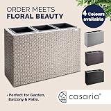 CASARIA Flower Box 3 Inner Pots Polyrattan Rectangular Planter Cream view 7