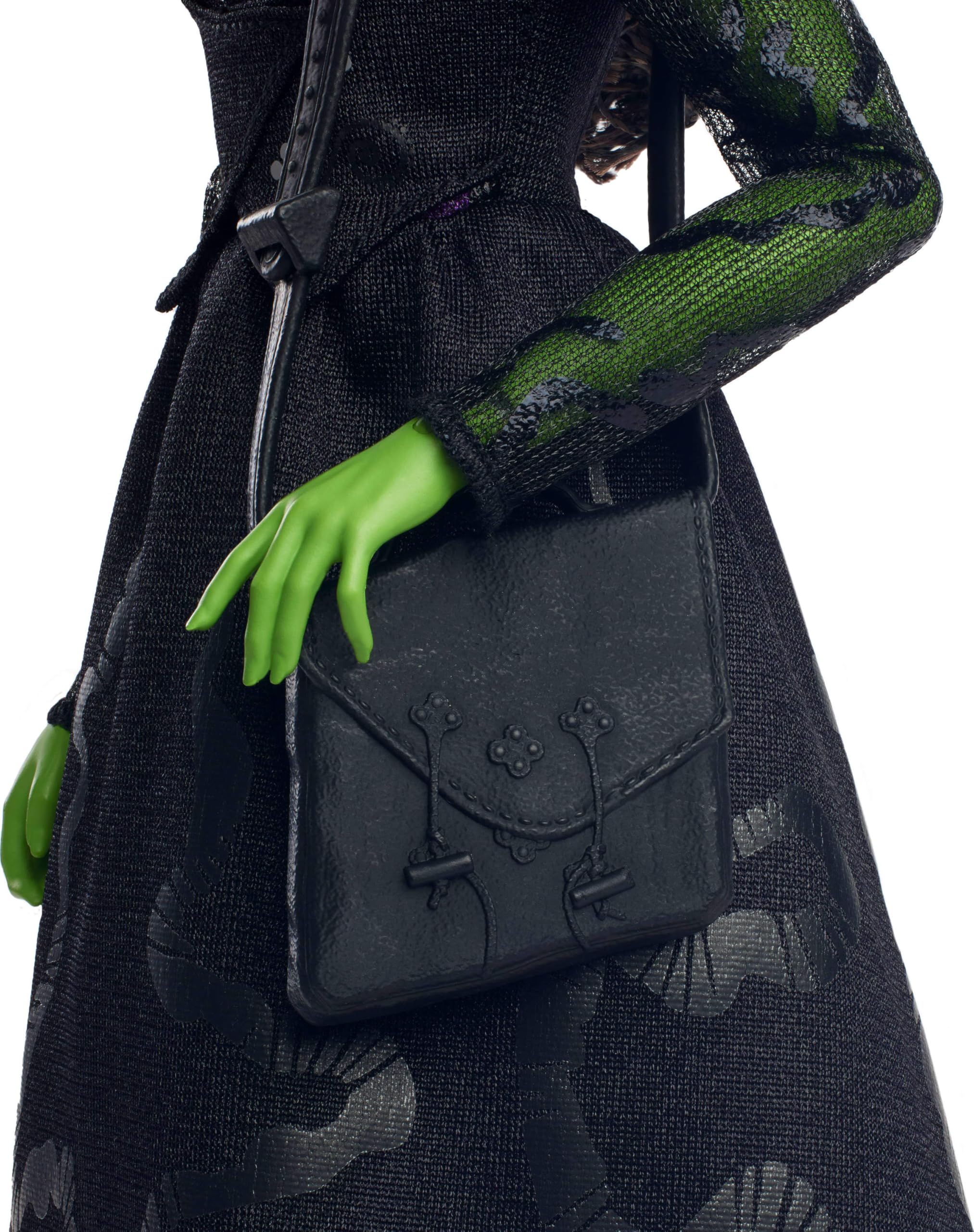 Mattel Universal Wicked Elphaba Fashion Doll & Accessories with Green Skin, Braided Black Hair, Posability & Removable Ballroom Look