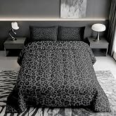Castle Fairy Leopard Print Comforter Set Queen Size Cheetah Print Super Soft Bedding Set for Women Bedroom Decor,African Wildlife Animal Skin Comforter-3 Pieces,Retro Noble Duvet Insert,Black Grey