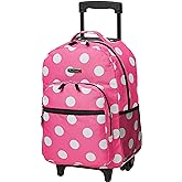 Rockland Double Handle Rolling Backpack, Pink Dots, 17"