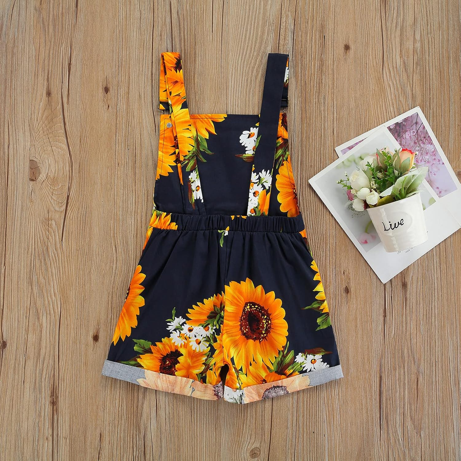 Ayalinggo Toddler Baby Girl Sunflower Print Overalls Shorts with Pocket Suspender Trousers Cute Summer Clothing Outfit: Clothing