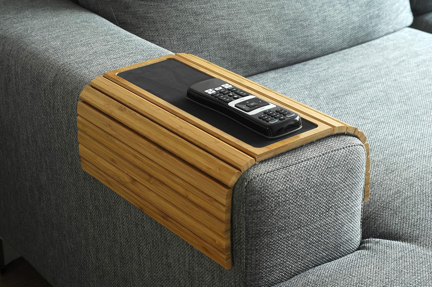 Bamboo Sofa Arm Tray, Anti-Slip, Flexible for All Armrests, Durable Couch Arm Table with Elegant Design, Natural Color - Image 5