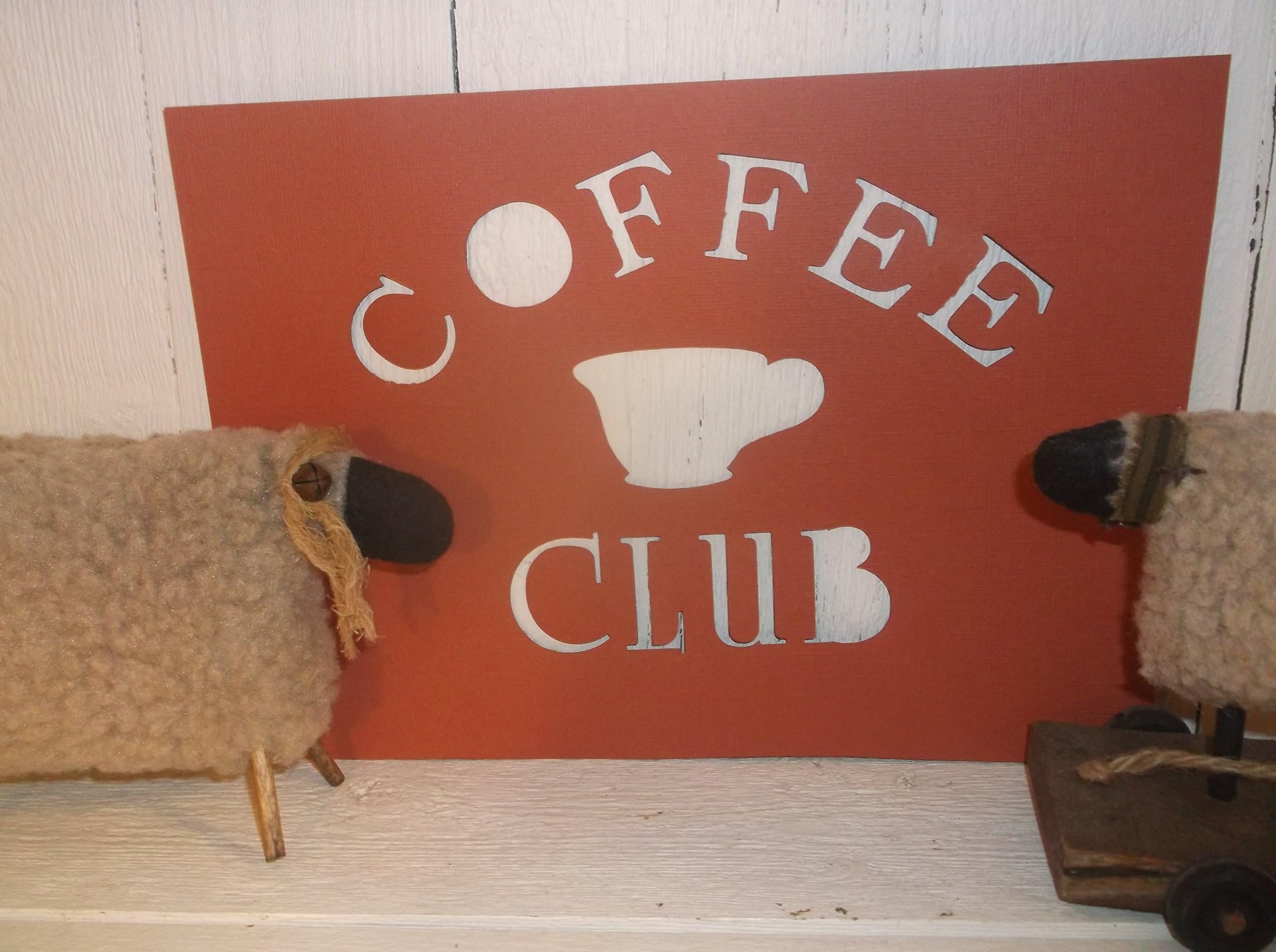 Vintage look COFFEE CLUB cup STENCIL for painting on wood, paper, etc... ASK 4 CUSTOM SIZES AND WORDS farmhouse primitive old timey