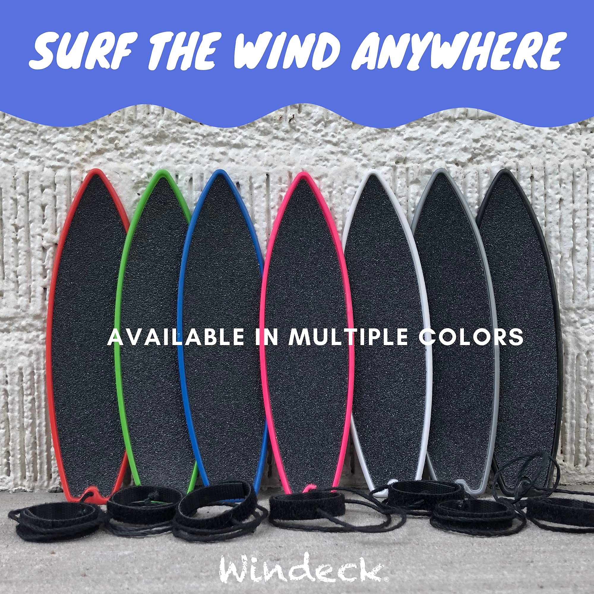 Windeck Finger Surfboard – White Slice Mini Finger Board Toy for Kids & Skaters | Air Surfboard Toy for Car Window Wind Tricks | Includes Grip Tape & Leash | Travel Gift for Surfers & Creative Play
