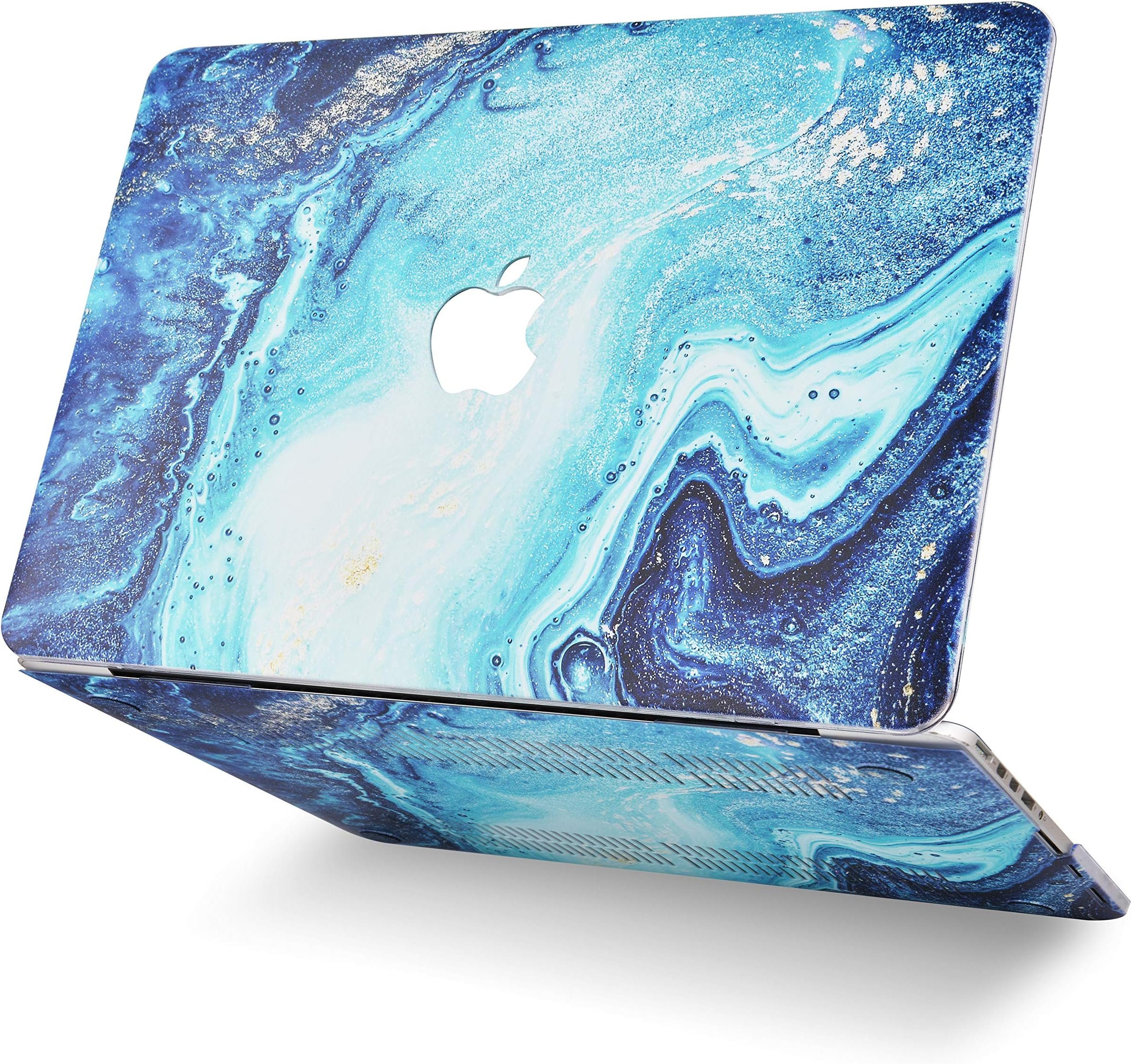 WENDALIA Laptop Hard Shell Case Rubber Coated Plastic Cover (Pattern Design Top + Bottom) Compatible MacBook Air 13 Inch A1466 / A1369 (Ocean Marble)