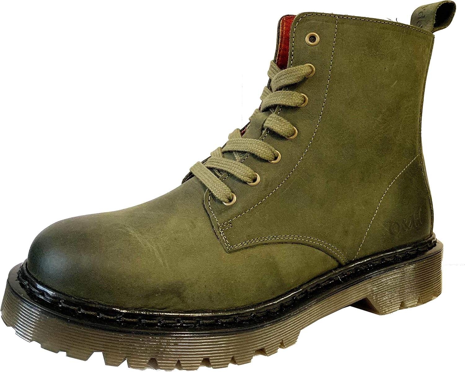green leather ankle boots