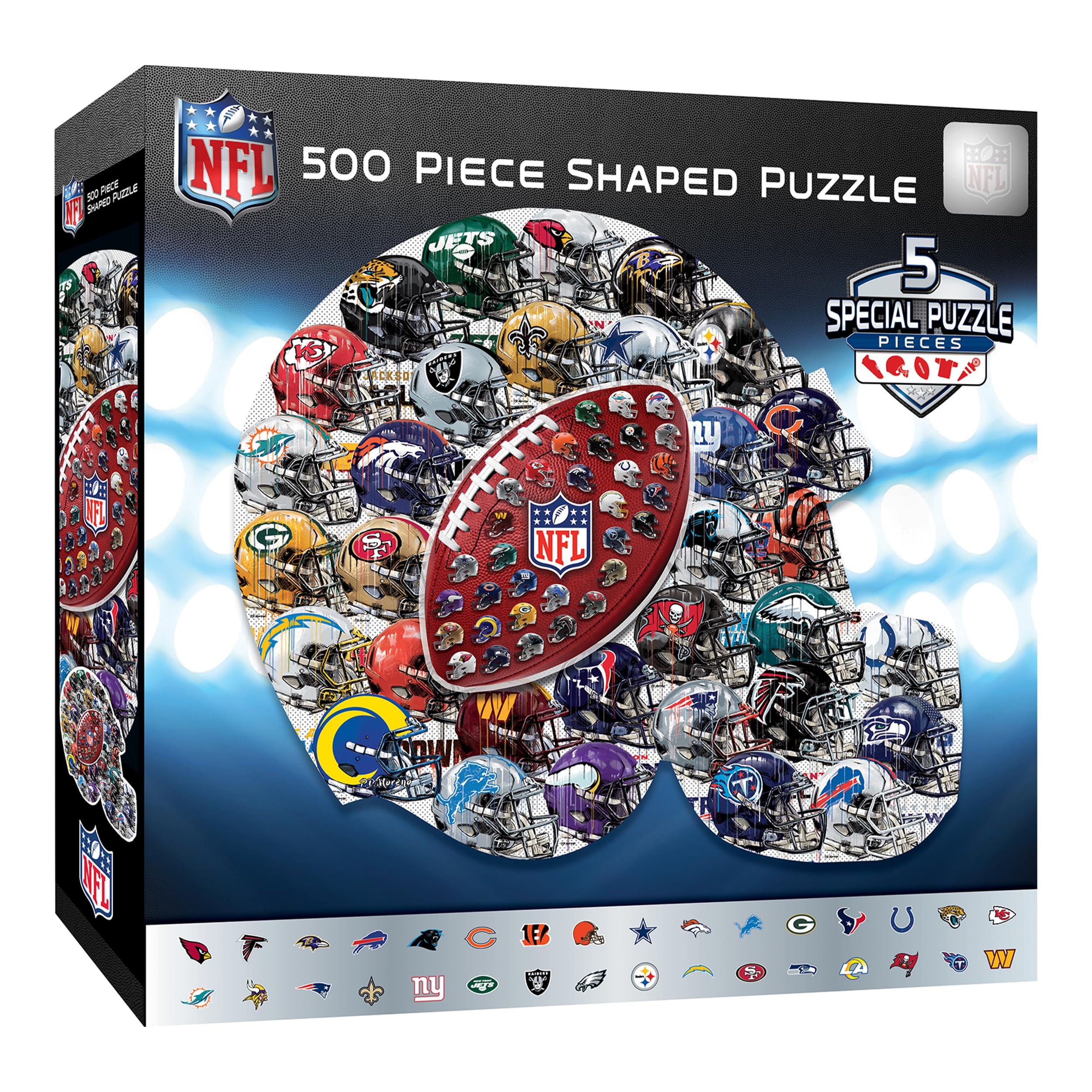 MasterPieces 500-Piece NFL Drip Art Helmet Shaped Puzzle - Perfect for NFL Fanatics - 25"x22"