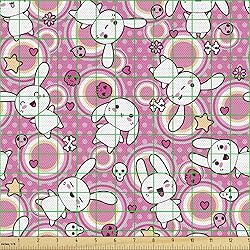 Ambesonne Anime Fabric by The Yard, Funny Kawaii