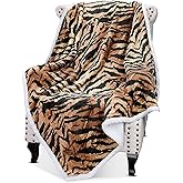 Catalonia Tiger Fluffy Sherpa Throw Blanket, Super Soft Mink Fleece Couch Blanket, TV Bed Fuzzy Blanket, Fluffy Comfy Warm Heavy Throws, Comfort Caring Gift,50x60 inches