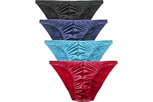 B2BODY Mens Satin Bikini Briefs Panties Small to 3XL Silky Sexy Mens Underwear Multi Pack