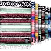 Hydration Nation Authentic Large Handwoven Mexican Blanket - Soft Yoga- Durable Serape- Lightweight Falsa, Beach, Camping, Picnic, Outdoor Blanket 70"x50" - Miami Vice