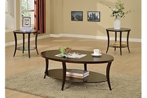 Roundhill Furniture EP Oval Coffee End Tables Set
