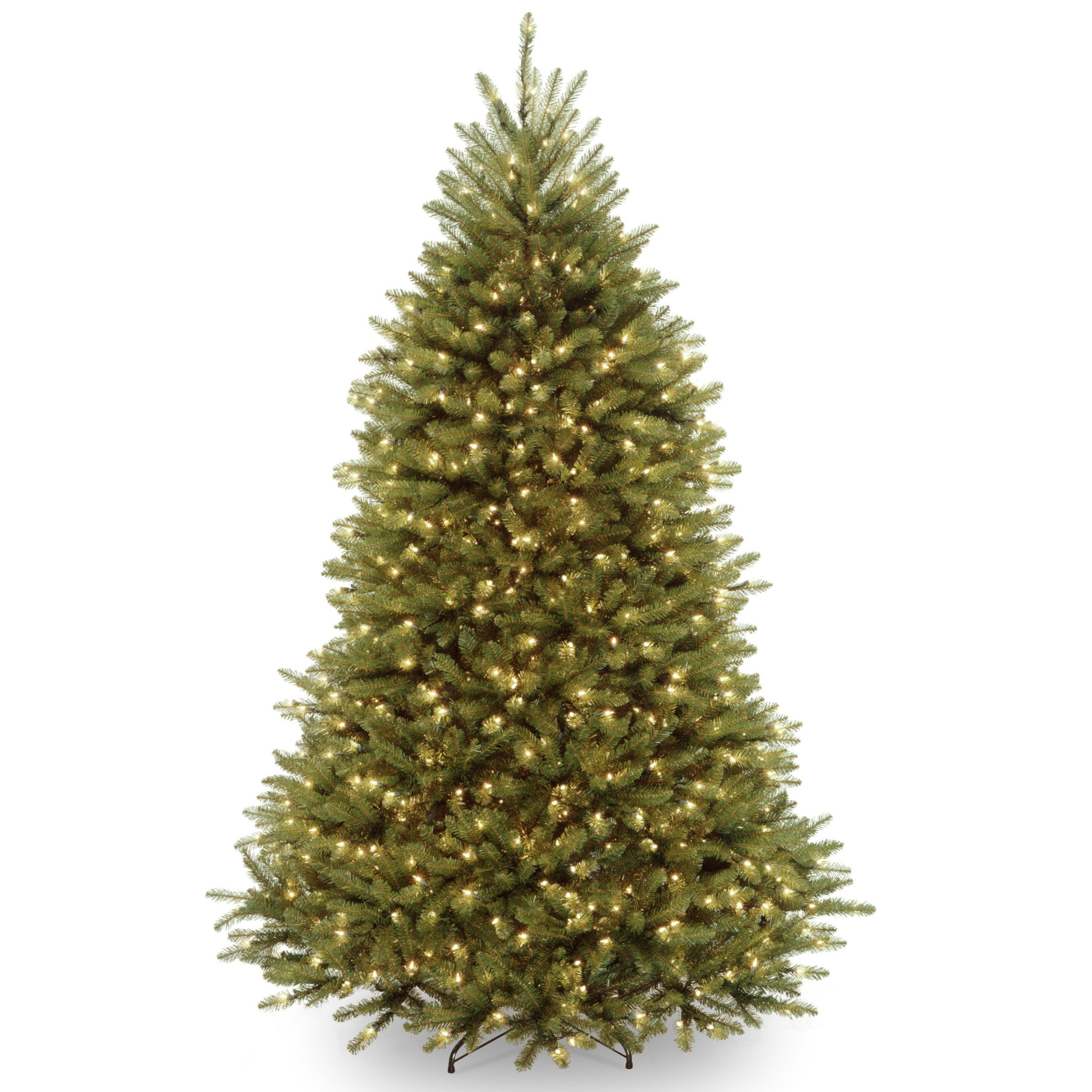 Photo 1 of National Tree Company Pre-Lit Artificial Full Christmas Tree, Green, Dunhill Fir, White Lights, Includes Stand, 6.5 Feet