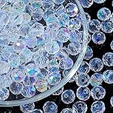 Guoxin 100Pcs Faceted Briolette Crystal Glass Beads AB Color Loose Spacers Beads for Bracelets Crafts DIY Jewelry Making Supplies (Briolette AB, 4MM)