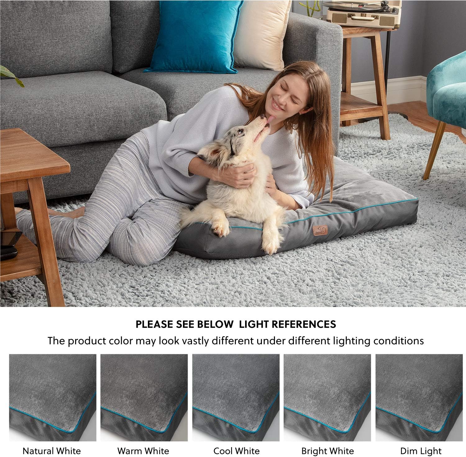Bedsure Waterproof Dog Beds for Large Dogs - Up to 75lbs Large Dog Bed with Washable Cover, Dog Bed Pillows, Grey : Pet Supplies