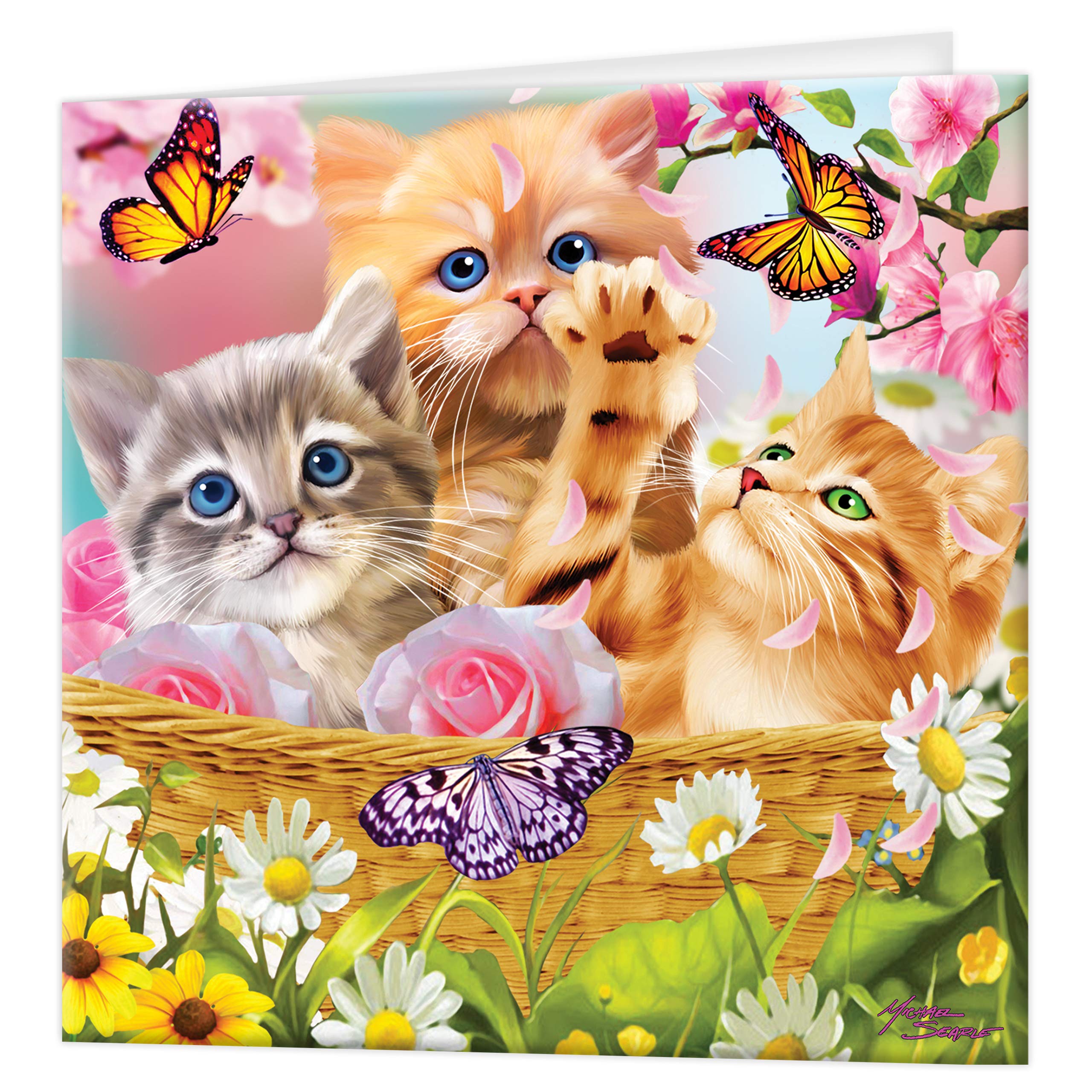 3D LiveLife Greeting Card - Kitten Fun Time from Deluxebase. Lenticular 3D Blank Greeting Cards with Envelopes. Cute Kitten All Occasion Greeting Cards featuring Original Artwork by Michael Searle.
