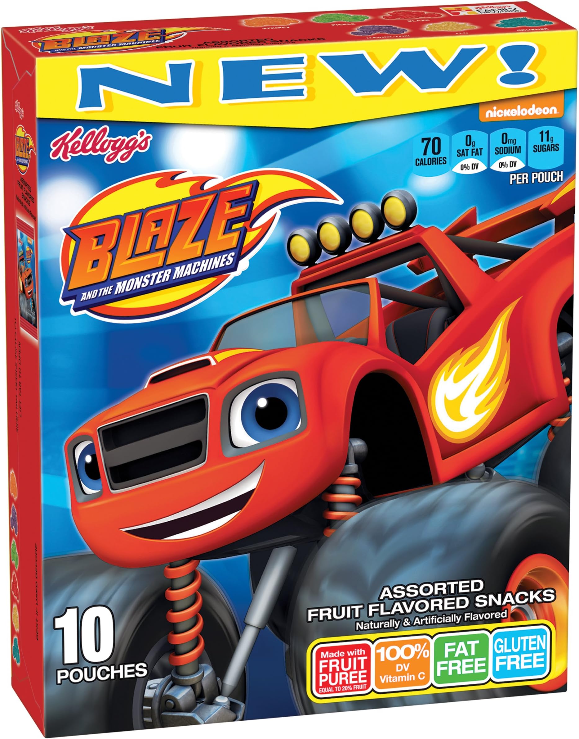 Kellogg's Blaze Fruit Flavored Snacks, 10 Count, 8 Ounce