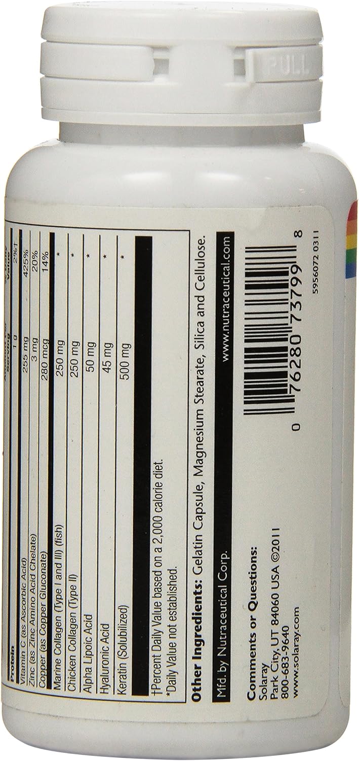 Solaray Collagen Keratin Type I, II, and III Capsules | 60 Count: Health & Personal Care