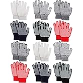Sumind 12 Pairs Winter Knitted Stretch Grip Gloves Anti Slip Knit Warm Gloves for Children