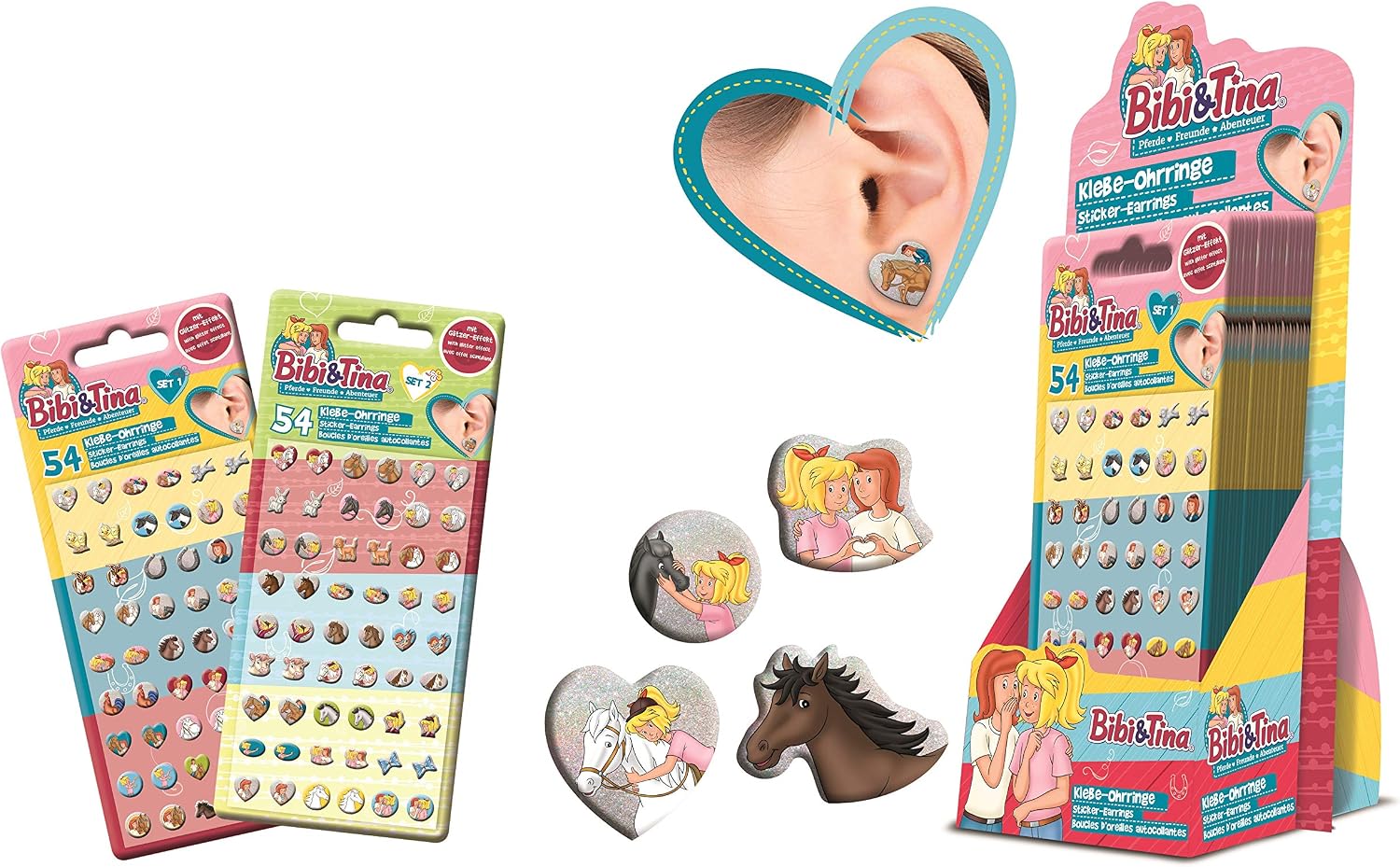 CRAZE Bibi & Tina Sticker Earrings for Kids Different Patterns, Assorted Motifs