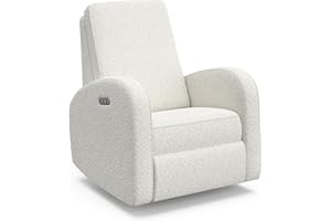Storkcraft Santa Monica Power Recliner Swivel Glider (Ivory Boucle) – Effortless Electronic Power Recline, USB-A & USB-C Charger