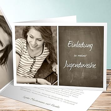 Lustige Einladungskarten Jugendweihe Getäfelt Jung 5 Karten Horizontale Klappkarte 148x105 Inkl Weiße Umschläge Braun