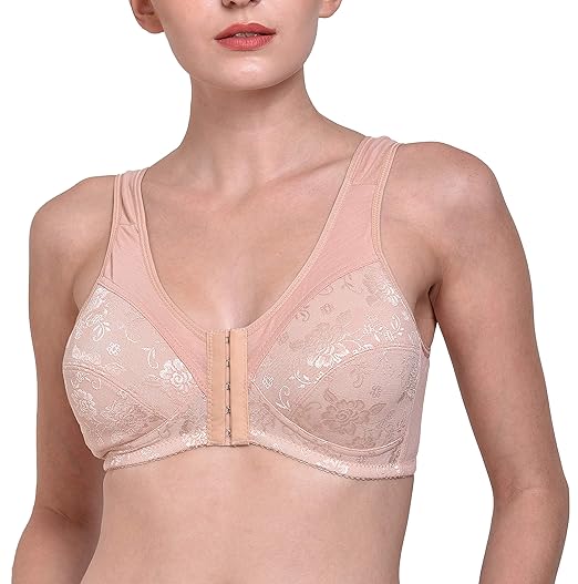 Women's Poly Cotton Front Open Wire Free Feeding/Nursing Bra, Color - Pink