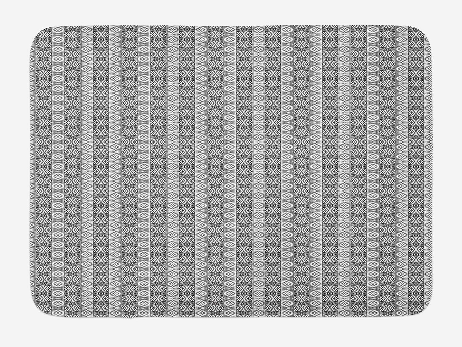 NGDUTZ Black and White Bath Mat, Monochrome Illustration of Abstract