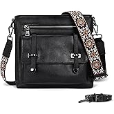 Iswee Soft Leather Crossbody Bags for Women Shoulder Handbags Multi Pocket Travel Purse with Adjustable Strap Medium Size