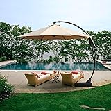 Amazon Com Hampton Bay 11 Ft Led Offset Patio Umbrella In Sunbrella Sand Garden Outdoor