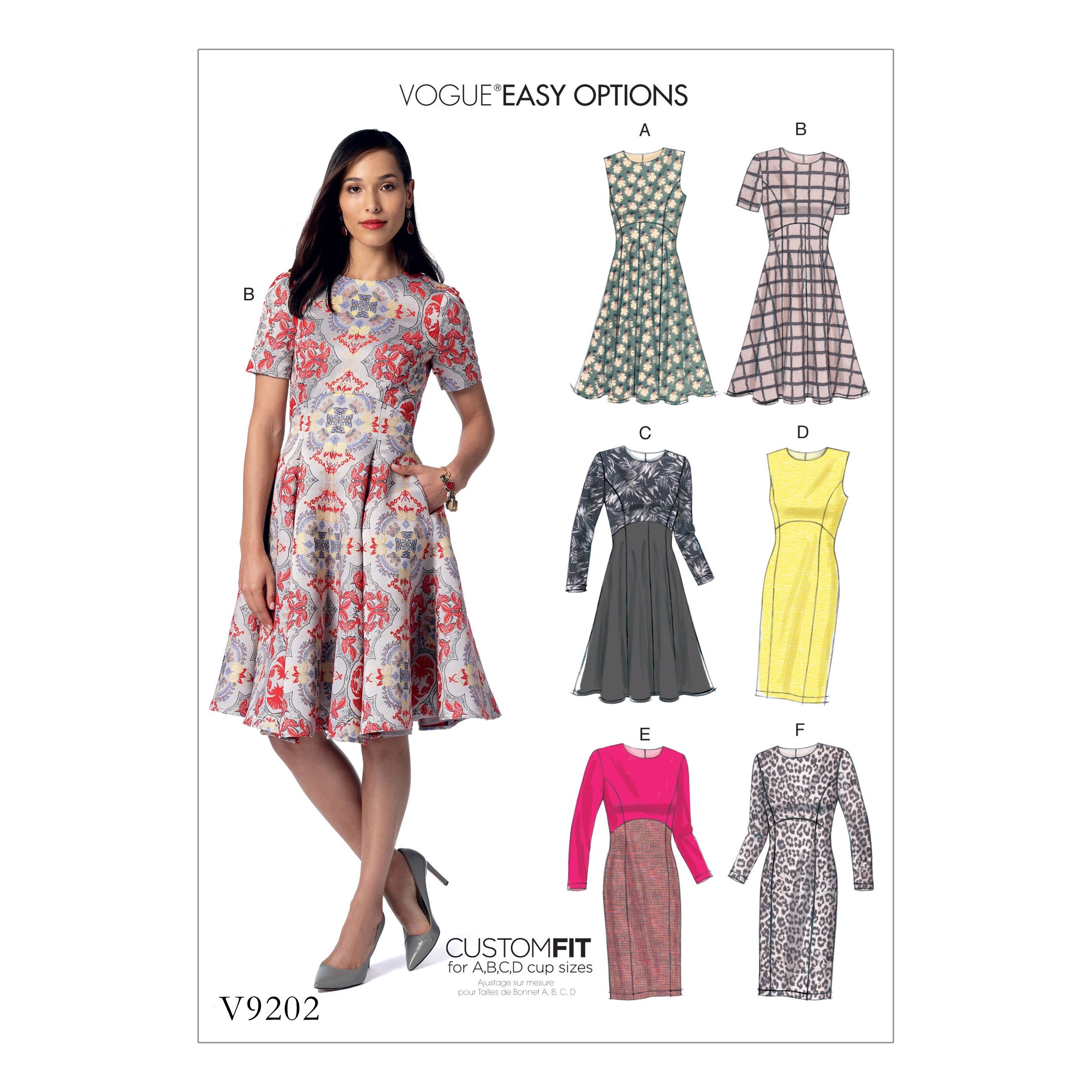 Vogue Patterns 9202 A5,Misses Dress,Sizes 6-14, Tissue, Multicoloured, 15 x 0.5 x 22 cm