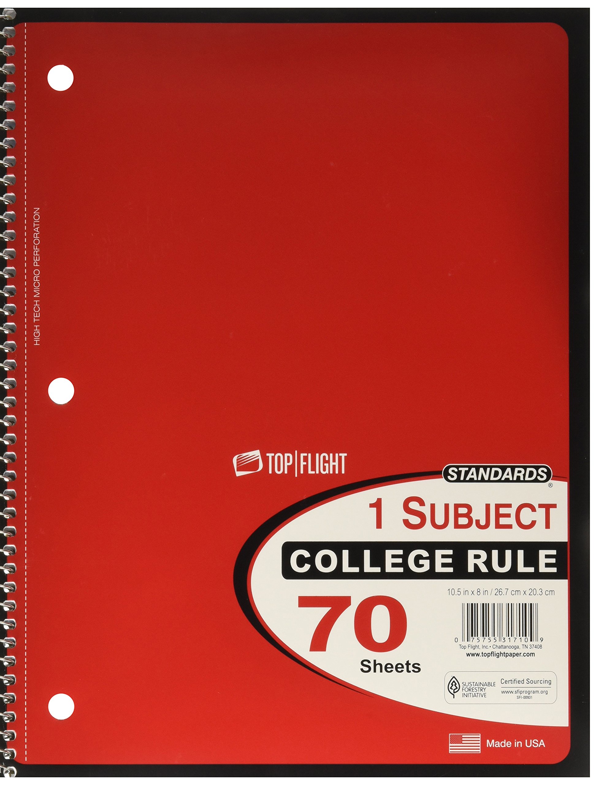 Photo 1 of Top Flight 1-Subject Notebook, College Rule