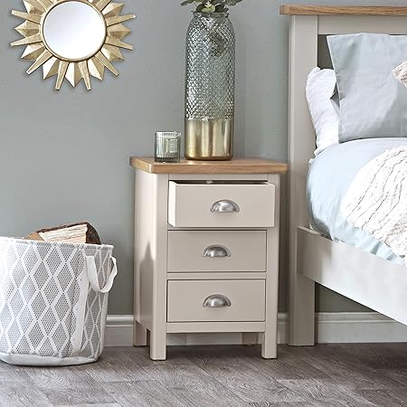 The Furniture Outlet Rutland Painted Oak 3 Drawer Large Bedside